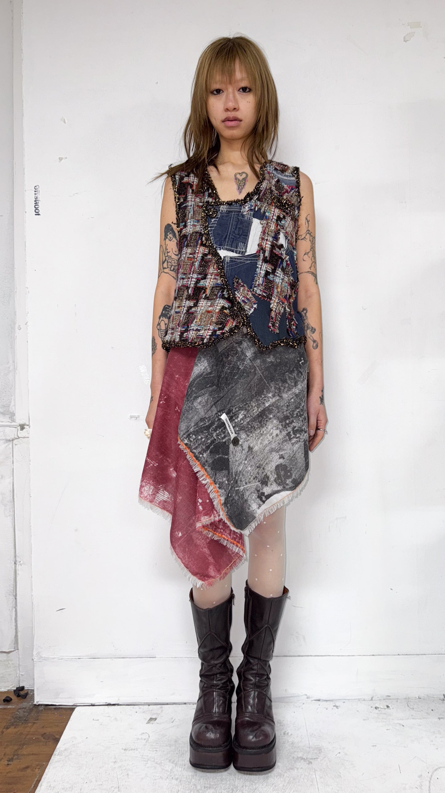 Patchwork collage vest