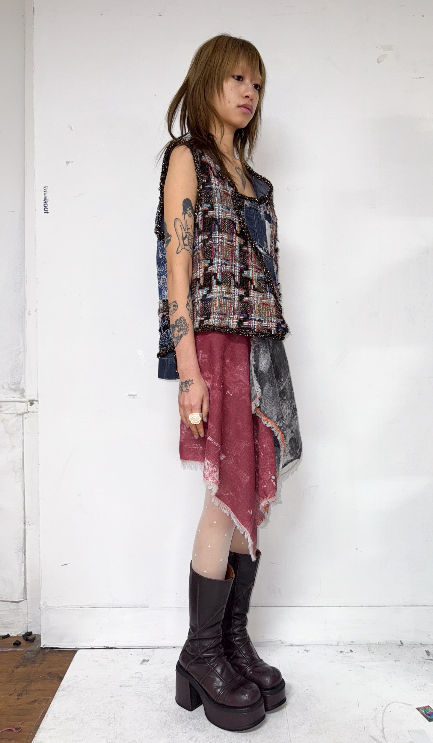 Patchwork collage vest