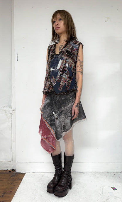 Patchwork collage vest