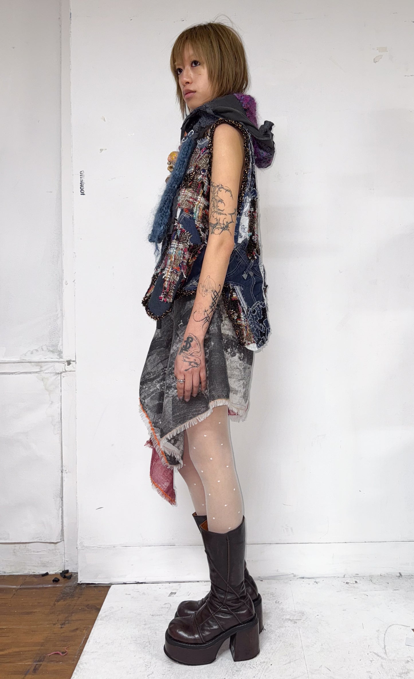 Patchwork collage vest