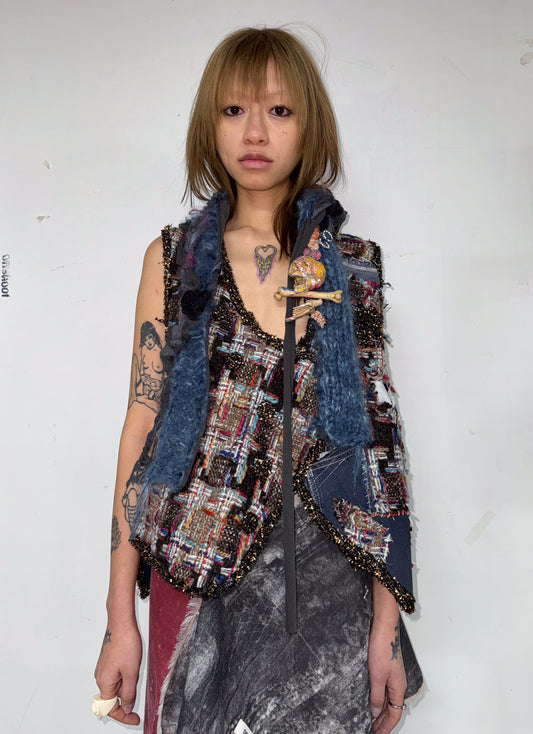 Patchwork collage vest
