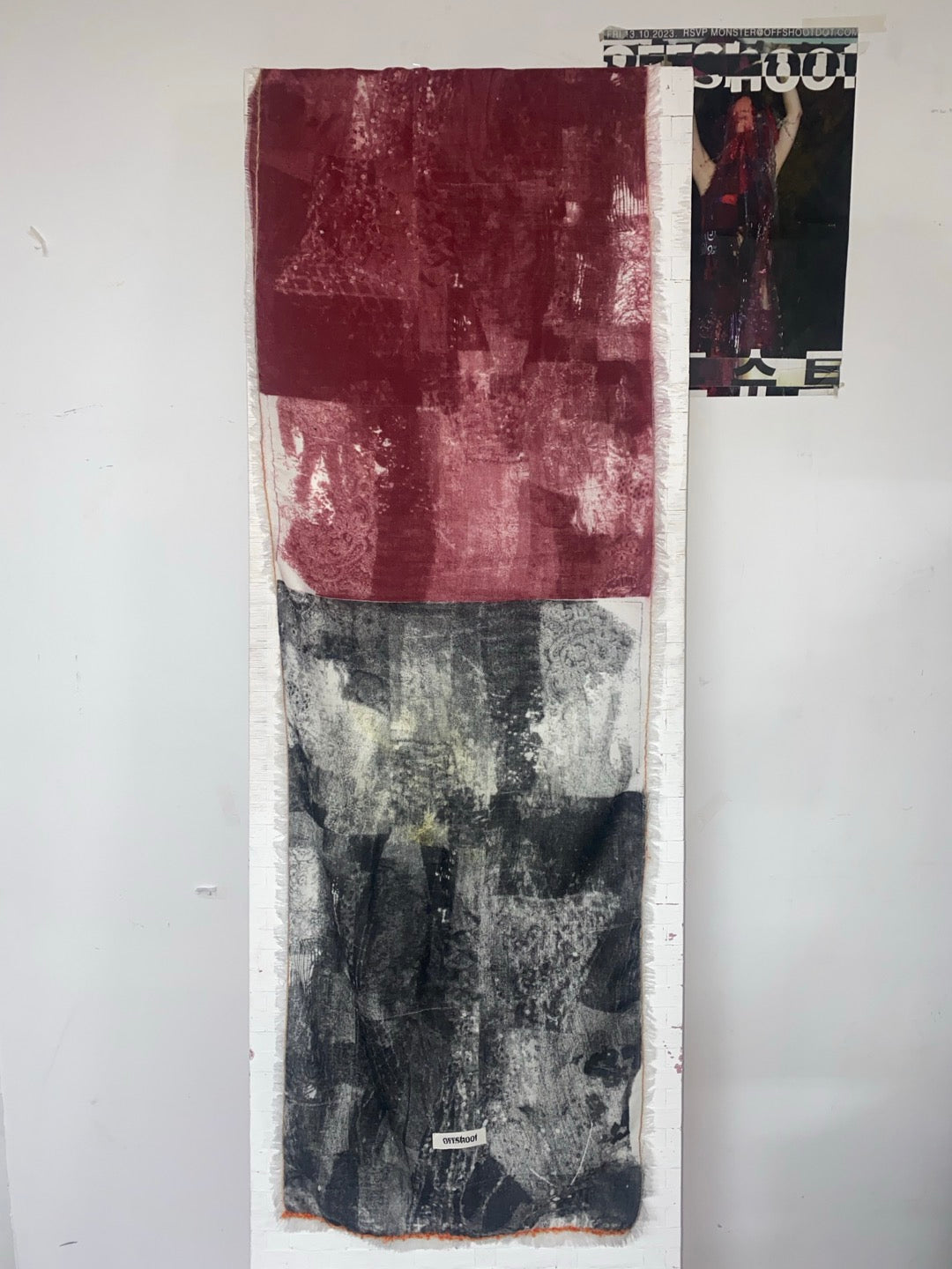 Multi ways screen-print wool silk scarf