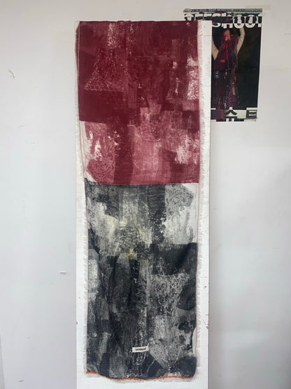 Multi ways screen-print wool silk scarf